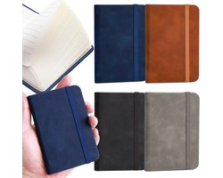 Notitieboek - A7 - klein - mini-notitieboek - leer - kleurrijk - 4 stuks - hoogwaardige kleine notitieboeken - met gelinieerd papier en elastische sluiting - perfect voor kantoor, reizen en school