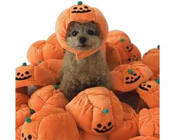 Joya Pets® Pompoen Hoed voor Huisdieren | Halloween Verkleed Hoedje voor Hond of Kat | Zachte Fluffy Verkleedaccessoire met Klittenband | Verstelbaar | Oranje