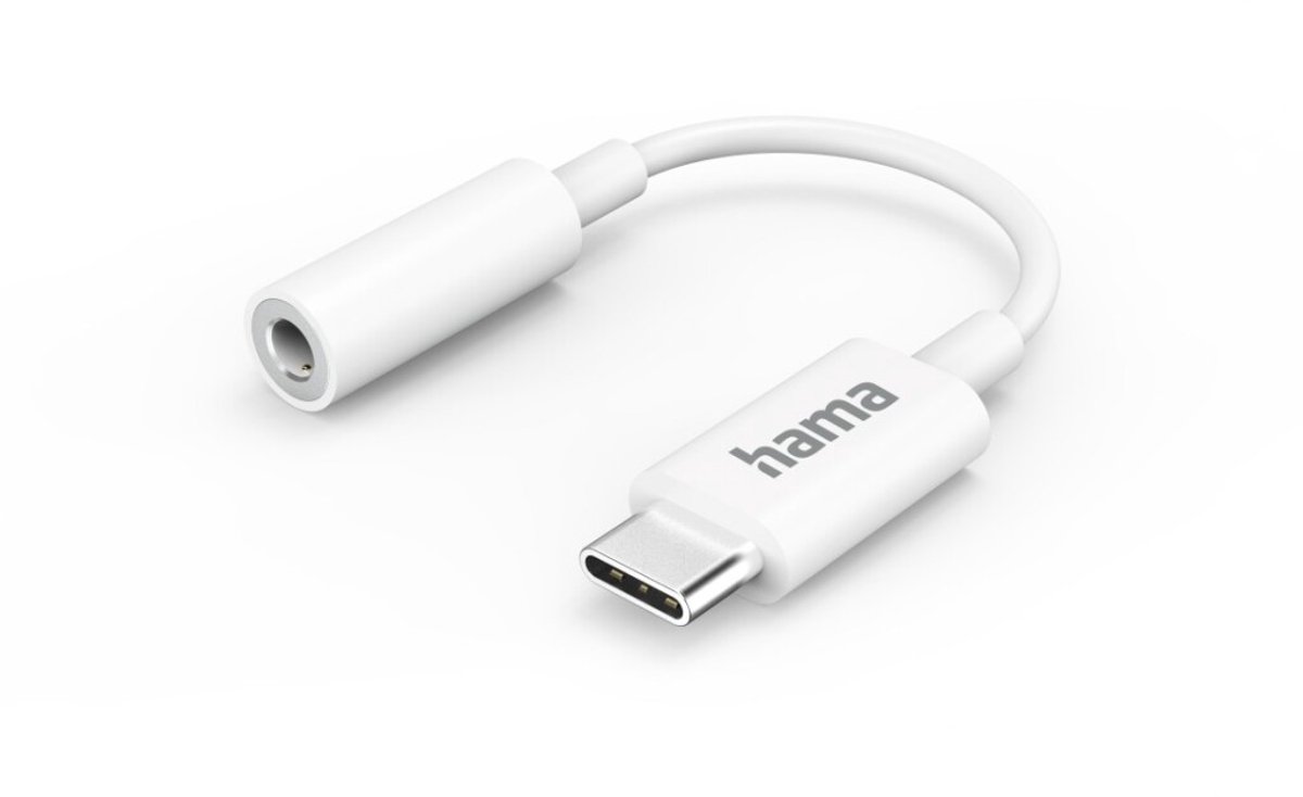 Hama USB-C Aux-adapter - 10cm - 3,5 mm Jack aansluiting - USB-C naar Aux - geschikt voor 3 en 4 polige jack aparaten - Wit