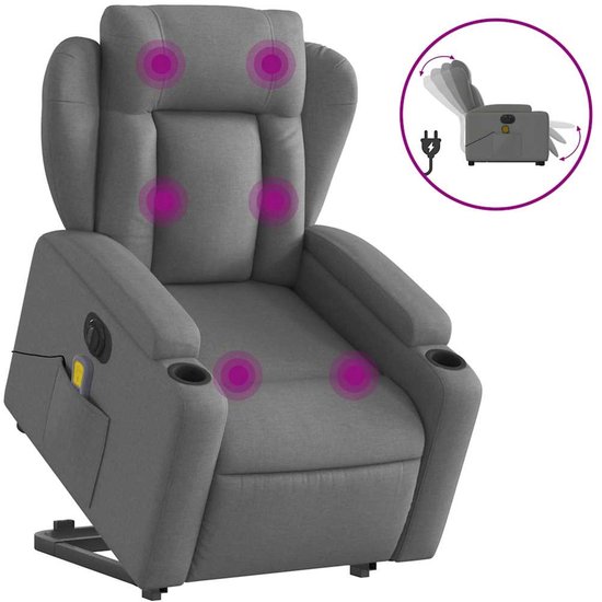 vidaXL Elektrische Sta-op-massagestoel Donkergrijs - vidaXL - €350,99