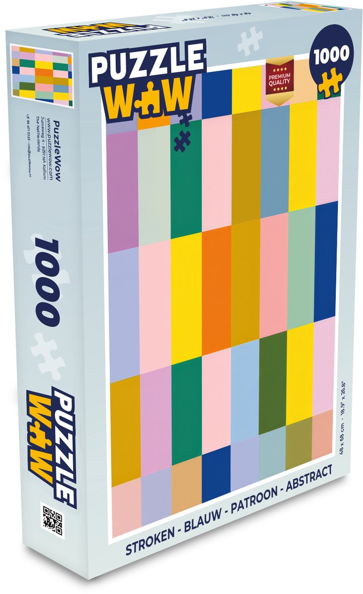 Puzzel Stroken - Blauw - Patroon - Abstract - Legpuzzel - Puzzel 1000 stukjes volwassenen