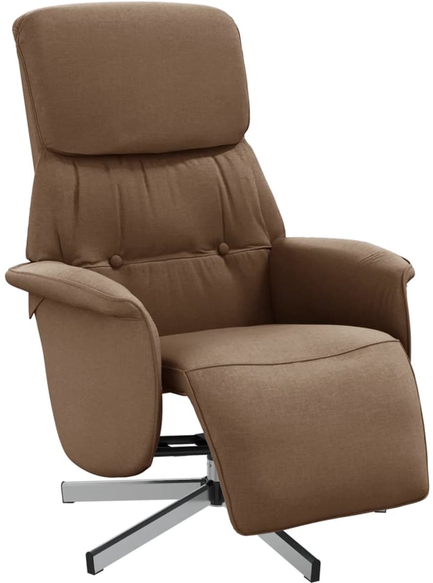 vidaXL Fauteuil - verstelbaar - met - voetensteun - stof - bruin