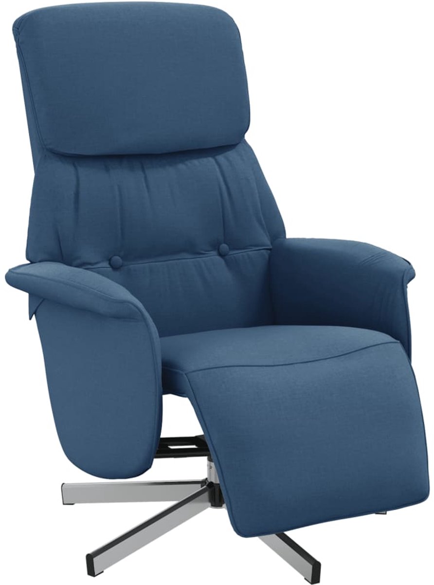 vidaXL Fauteuil - verstelbaar - met - voetensteun - stof - blauw