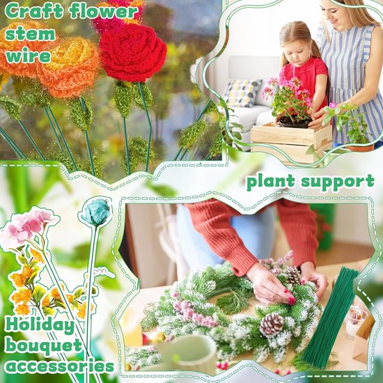 Groene bloemendraad voor knutselbloemen, plantensteun en kerstkrans decoratie.