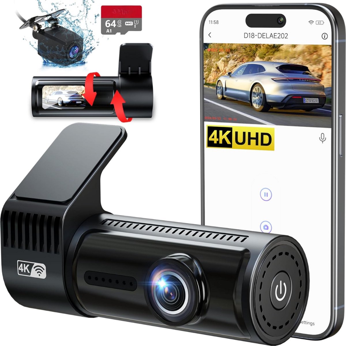 Lexium Dashcam - Daschcams - Auto - Camera - Vooruit - Achteruit - Video - Autobeveiliging - Parkeerbeveiliging - Recording - Dag en Nacht - Schadepreventie