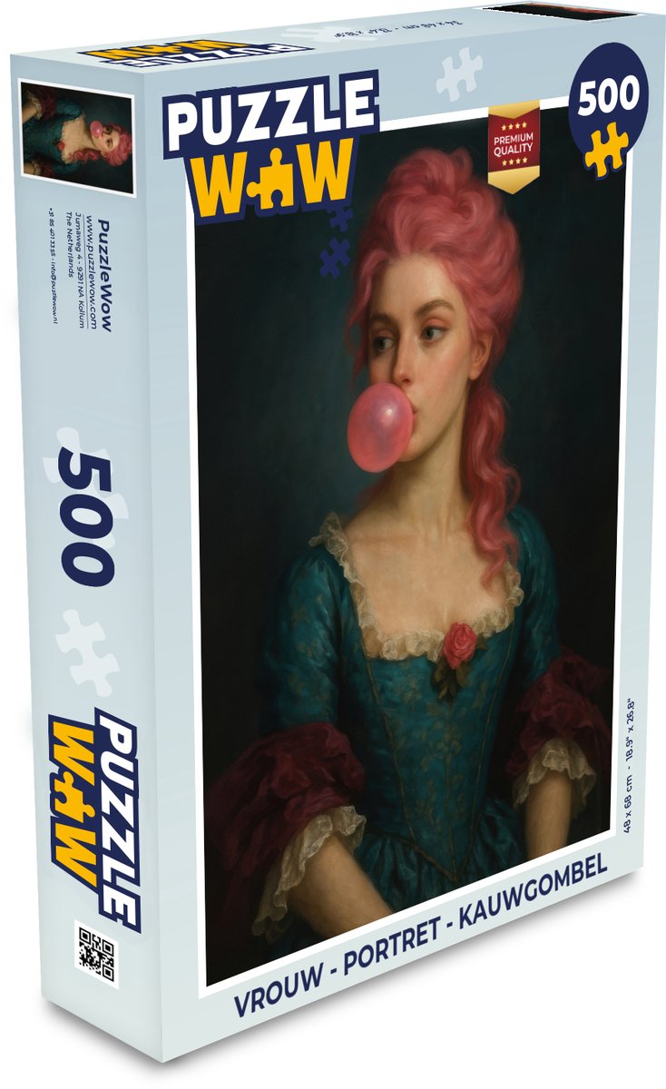 Puzzel Vrouw - Portret - Kauwgombel - Legpuzzel - Puzzel 500 stukjes