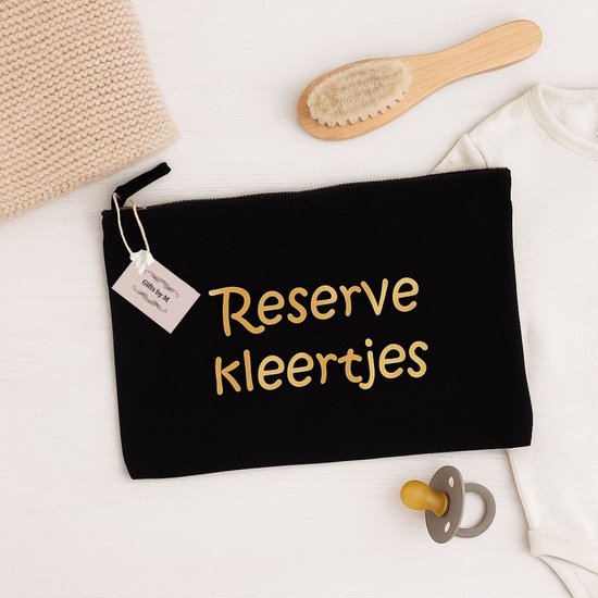 Organizer - Reserve kleertjes - Gifts by M - Etui - Opbergtasje - Katoen - Luiertas - Zwart - Goud - Baby - Kraamcadeau van Gifts by M — afbeelding 4