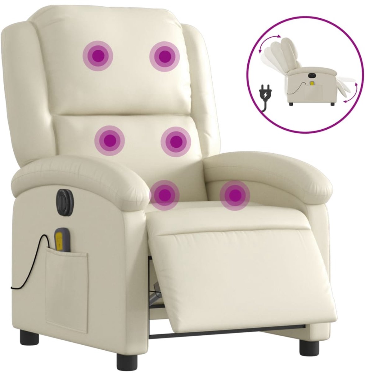 vidaXL Massagestoel - verstelbaar - elektrisch - kunstleer - crèmekleurig