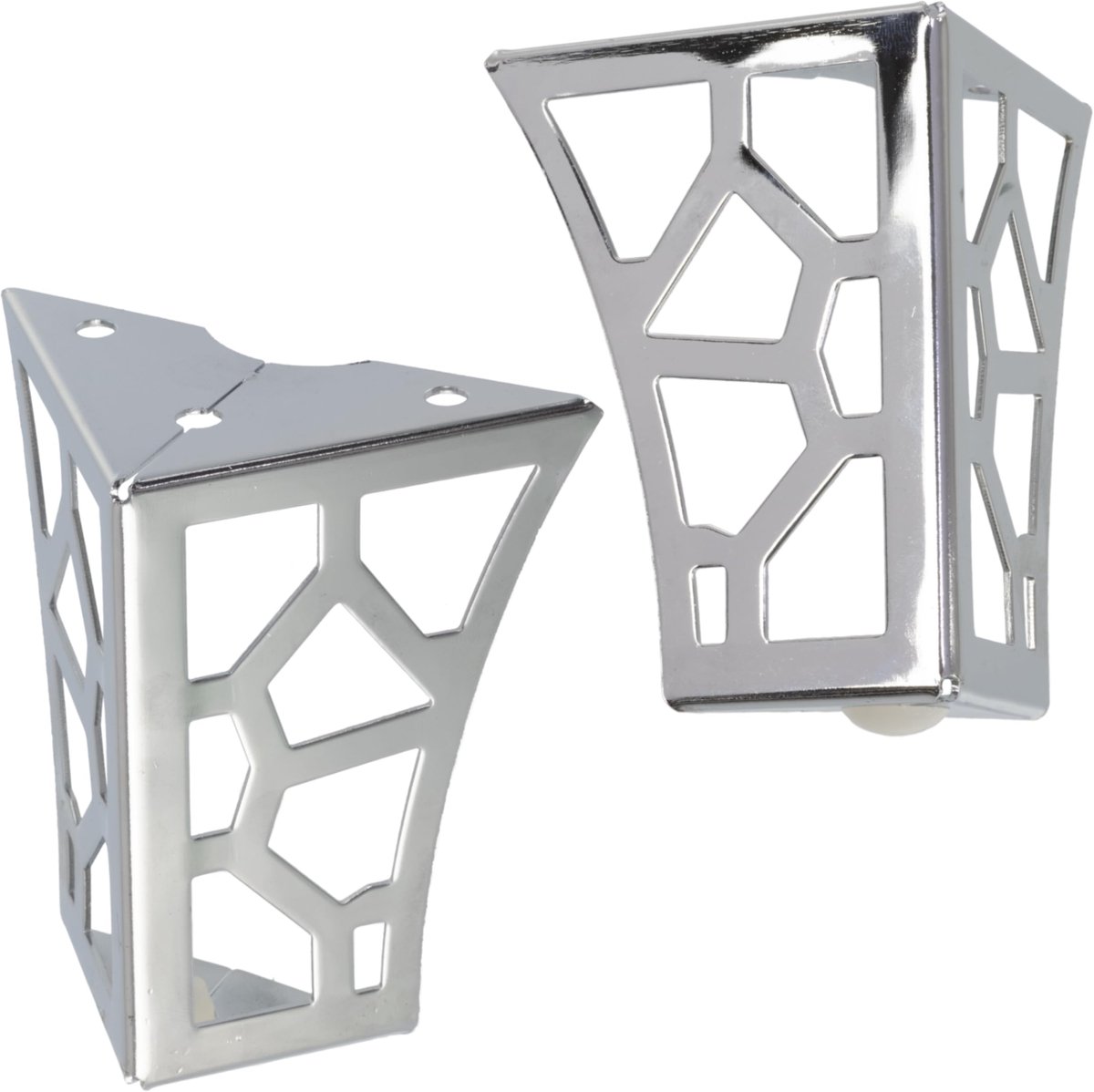 C74759 - Set van 4 meubelschoenen 100x70x70mm - metaal - zilver kleur