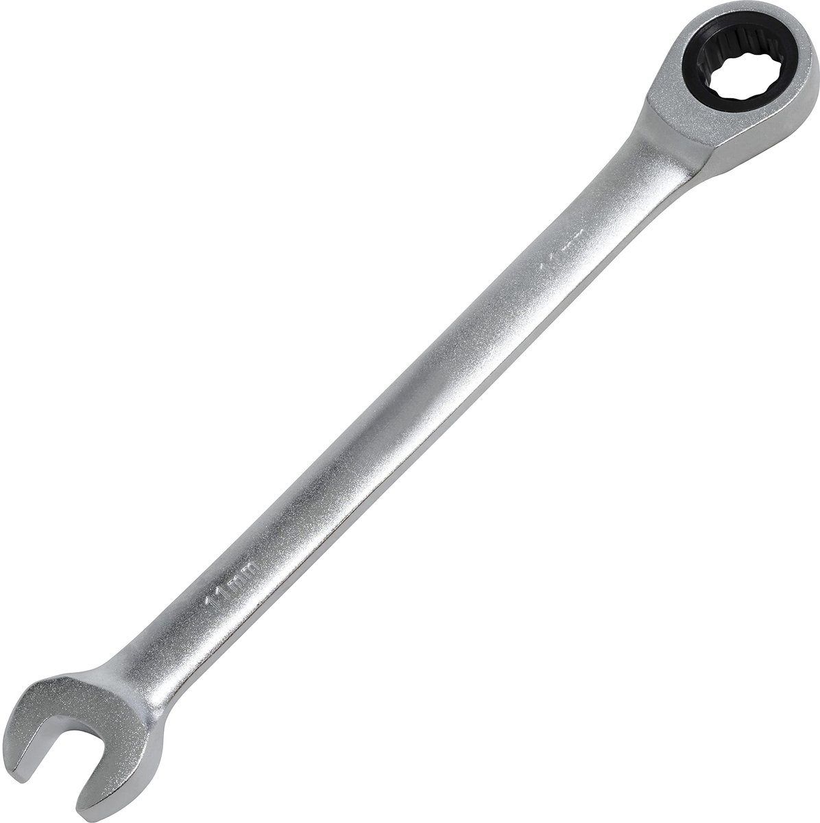 C64784 - Open-end Ringsleutel 11x165 mm - 12-hoekig Ratel - Recht Handvat - CR-V Staal - Zilverkleurig