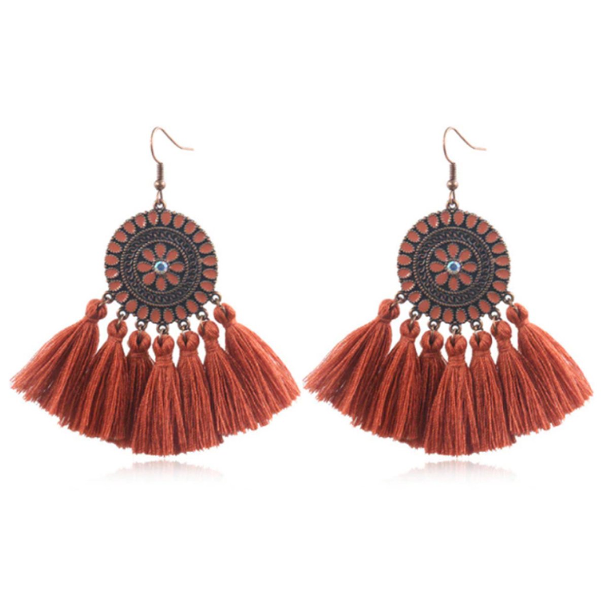 Boucles D'oreilles Pompons Bohème Chic Pendantes En Chaîne