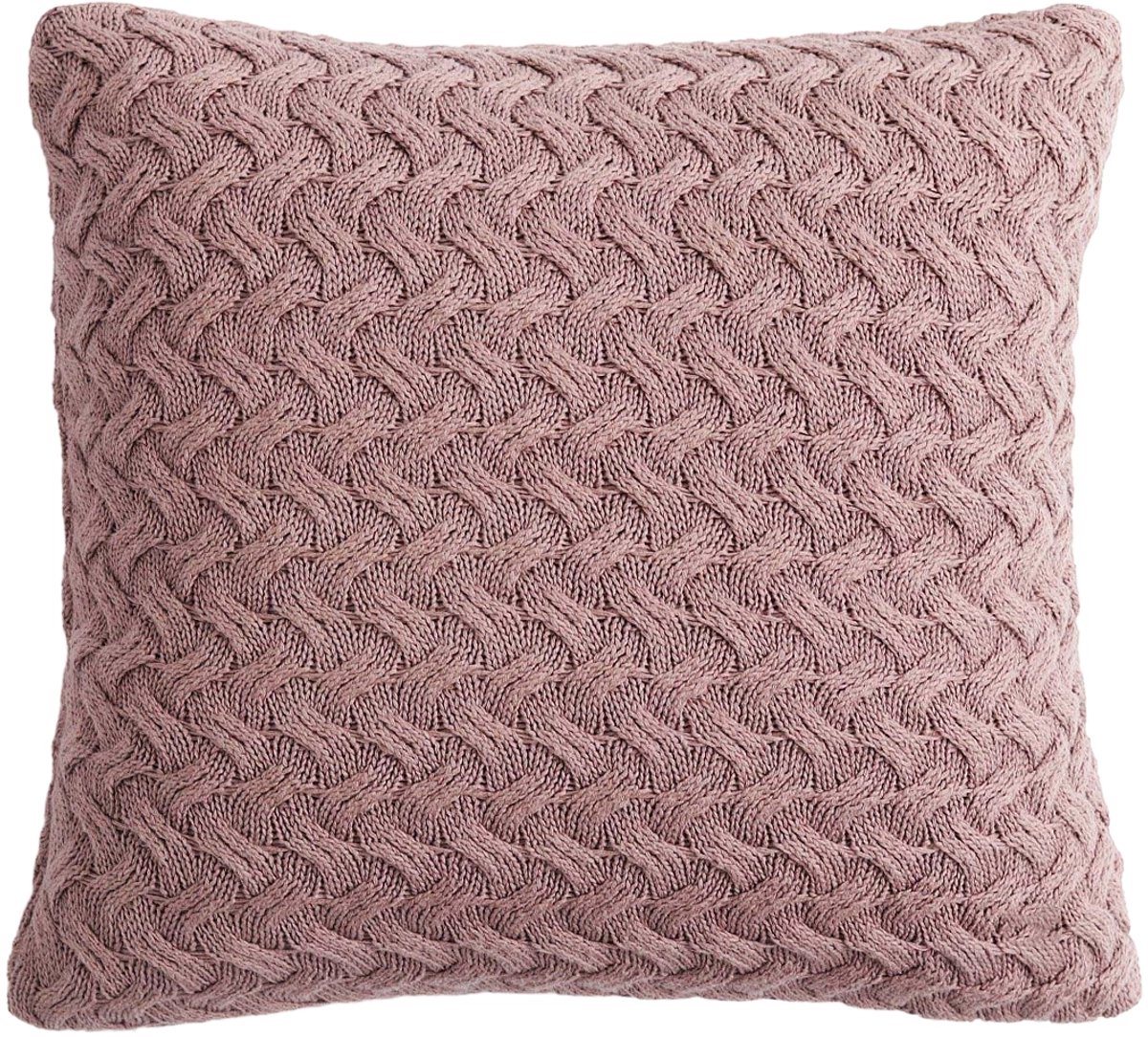 Urbane Hide Criss Cross Gebreide Kussenhoes - 45x45 cm - 100% Katoen - Sierkussenhoes Poederige Mauve - Romantisch Woonaccessoire (Zonder Binnenkussen)