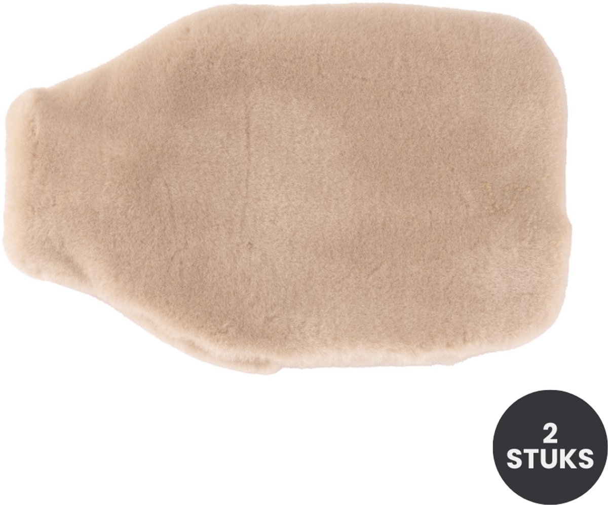 Tiseco - Warmwaterkruik - 2 stuks - Afneembare hoes - 2 liter, beige