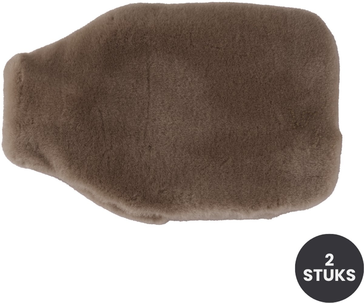 Tiseco - Warmwaterkruik - 2 stuks - Afneembare hoes - 2 liter, taupe