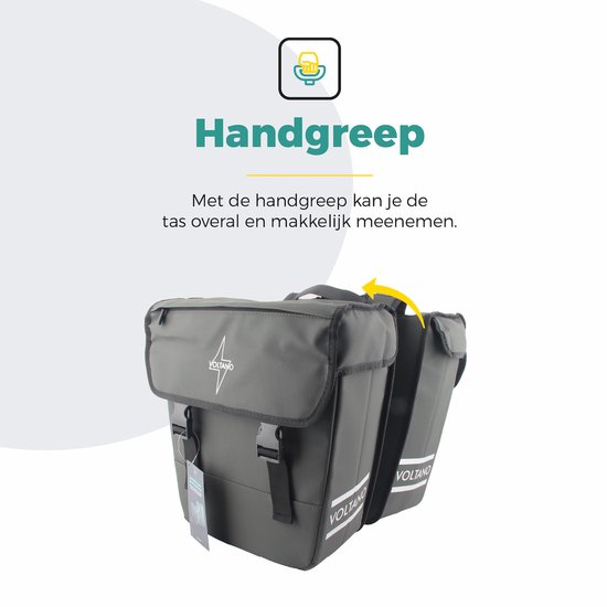 Voltano Dubbele Fietstas 40L Afgeschuind - Intense Green - 100% Waterdichte Fietstassen - Fietstassen Elektrische Fietsen