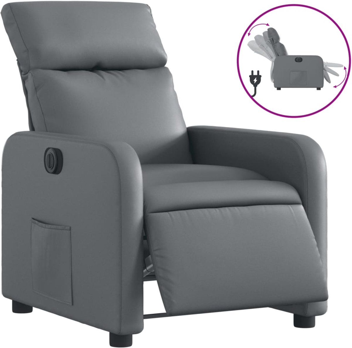 vidaXL Fauteuil - verstelbaar - elektrisch - kunstleer - grijs
