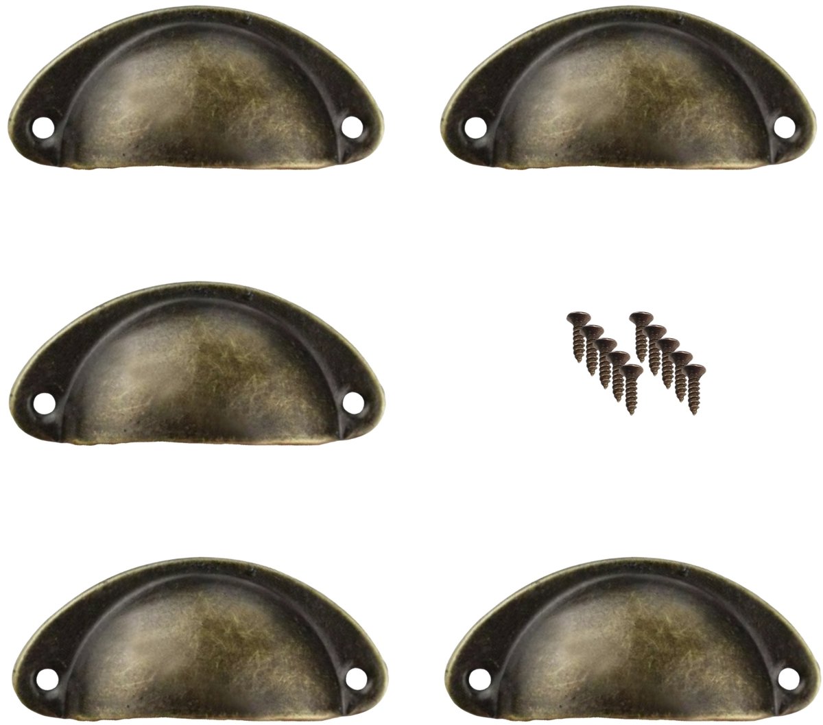 Komgreep Antiek - 5 stuks - Brons 80mm - Inclusief Schroeven - Meubelknop en Deurknop - Meubelgreep