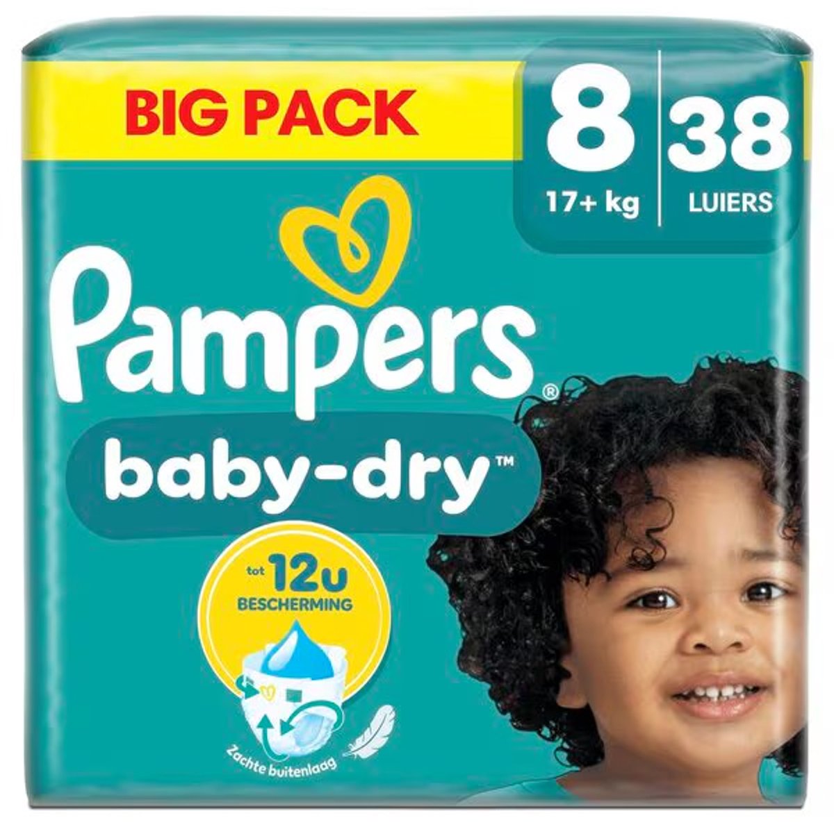 Pampers Baby-Dry - Maat 8 (17kg+) - 38 Luiers - Maandbox