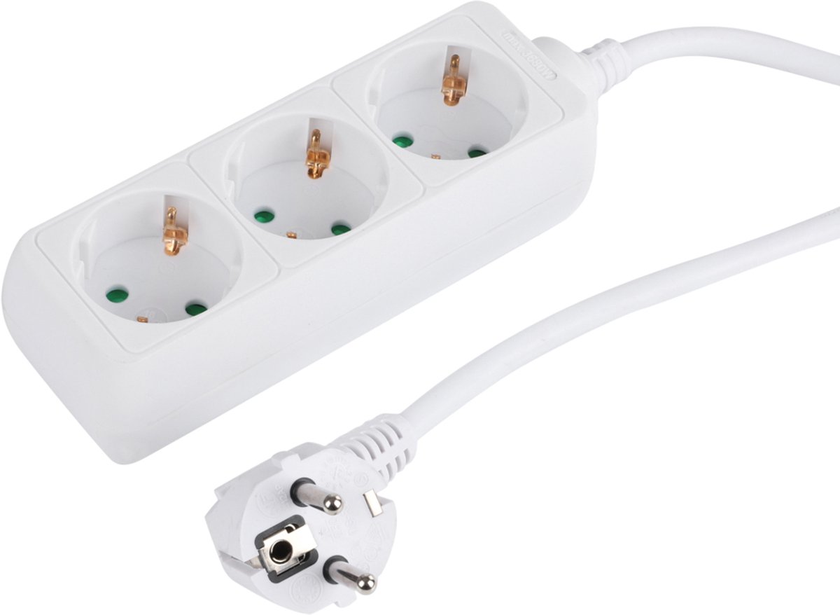 Stekkerdoos met 3 contacten / wit - 5 meter