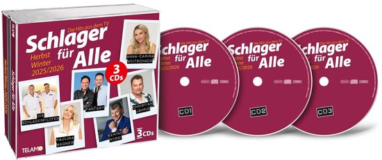 Schlager voor Alle: Herfst/Winter 2025/2026 boxset met 3 CD's en drie losse CD's.