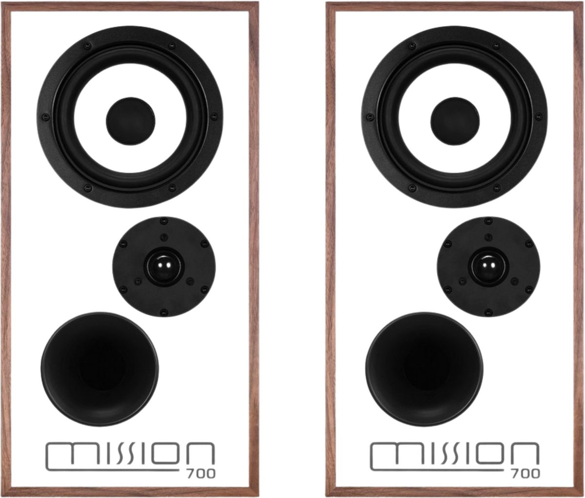 Mission 700 Boekenplank Speakers - Draadloze Streaming - Authentieke Muzikale Beleving - Krachtige Bassweergave - Walnoot