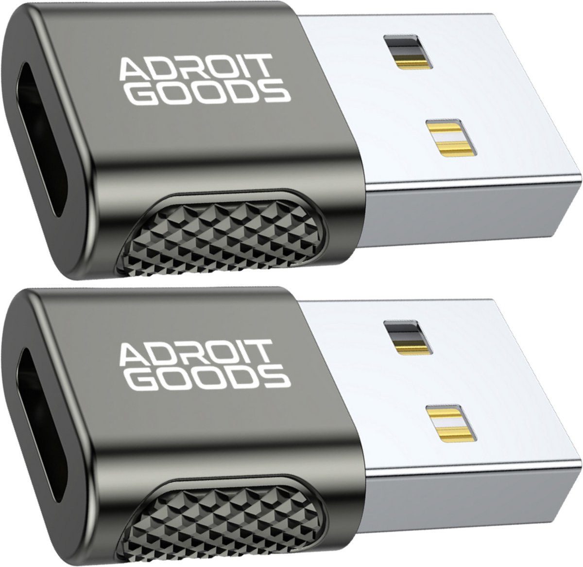 AdroitGoods 2x USB naar USB-C Adapter - 480 Mbps - Snelle Oplader & Data - USB-A Mannelijk naar USB-C Vrouwelijk