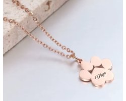 Hondenpoot Ketting inclusief Graveren | Luxe Hondenpoot Ketting | Huisdiernaam graveren | Rosé Champagnekleurig ketting Hondenpoot