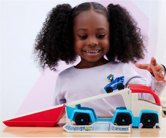 PAW Patrol The Mighty Movie - Pup Squad Patroller speelgoedtruck met Mighty Pups Chase Squad speelgoedauto