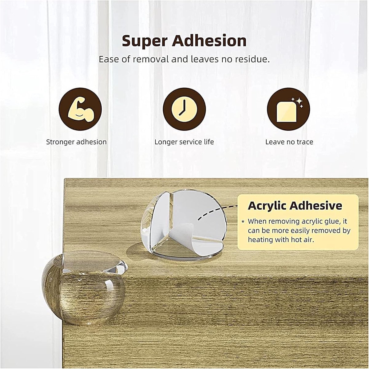 Kinderveiligheid Hoekbeschermers 10 Stuks - Transparant - Universeel - Extra Sterke Kleefkracht - Voor Meubels en Ramen - Eenvoudig te Installeren - Onzichtbare Bescherming - Babyproofing - Veiligheid Hoeken - Anti-stoot Hoekjes - Meubelbescherming – foto 2