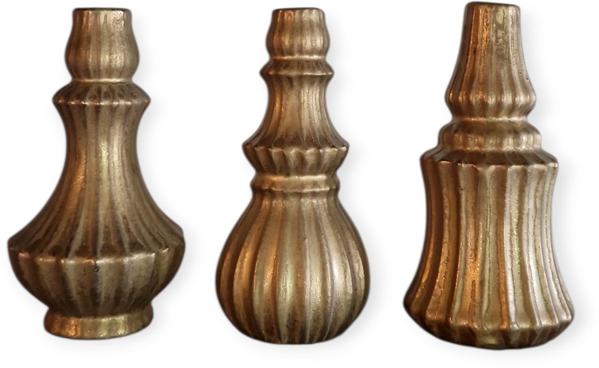 DK design Daan Kromhout - Set van 3 - Vazen - Bloemenvaas – Majestic – Goud – Keramiek – M – 13x25cm