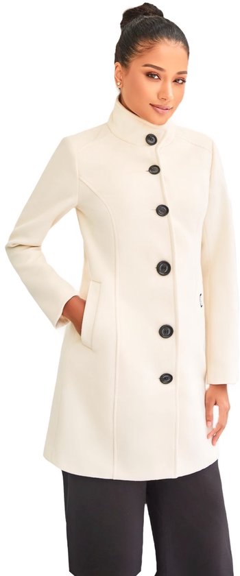 Versano Violet NG Dames Mantel Manteljas 3 kwart Winterjas M - Creme