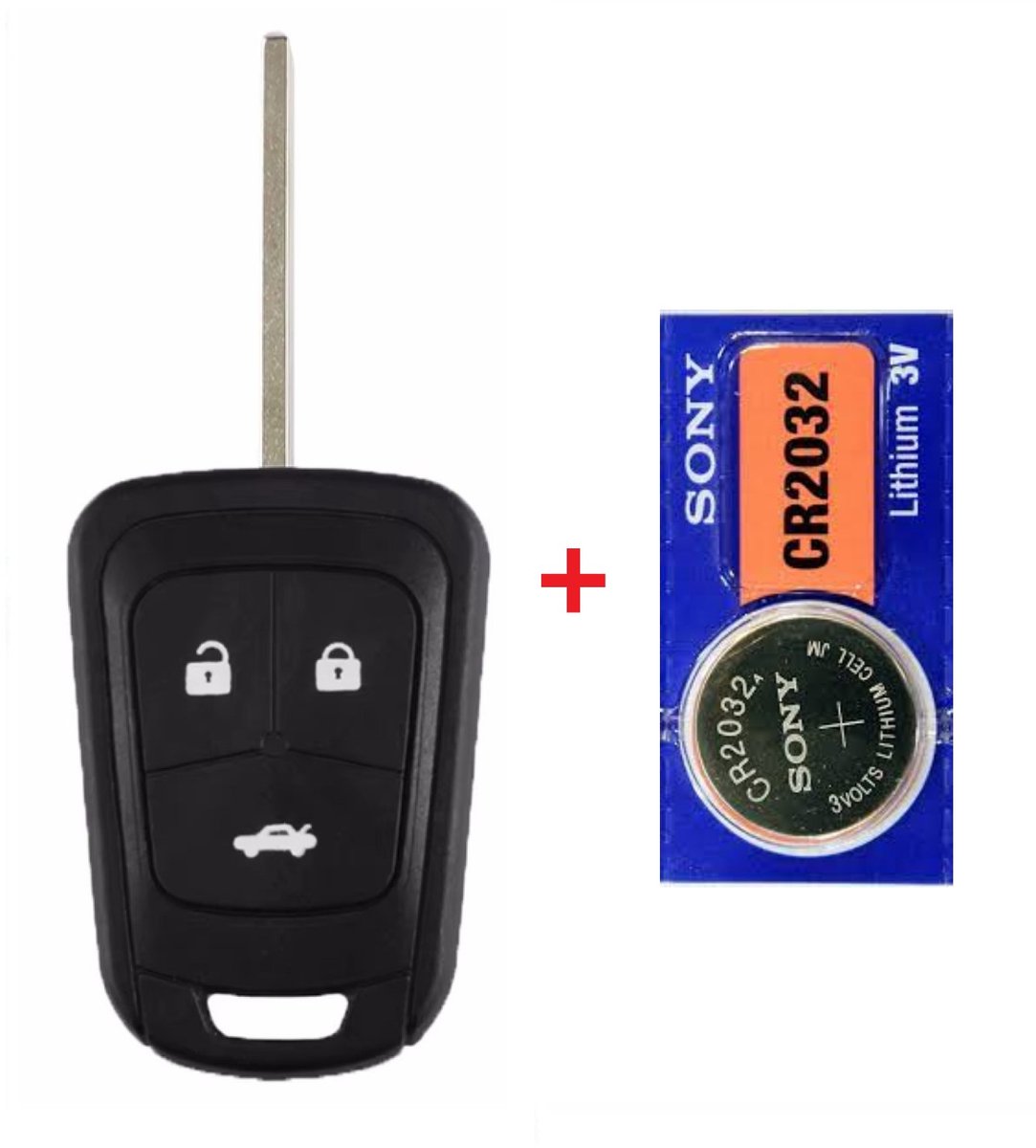Autosleutelbehuizing 3 knoppen met sleutelblad en batterij Sony 2032 geschikt voor Opel