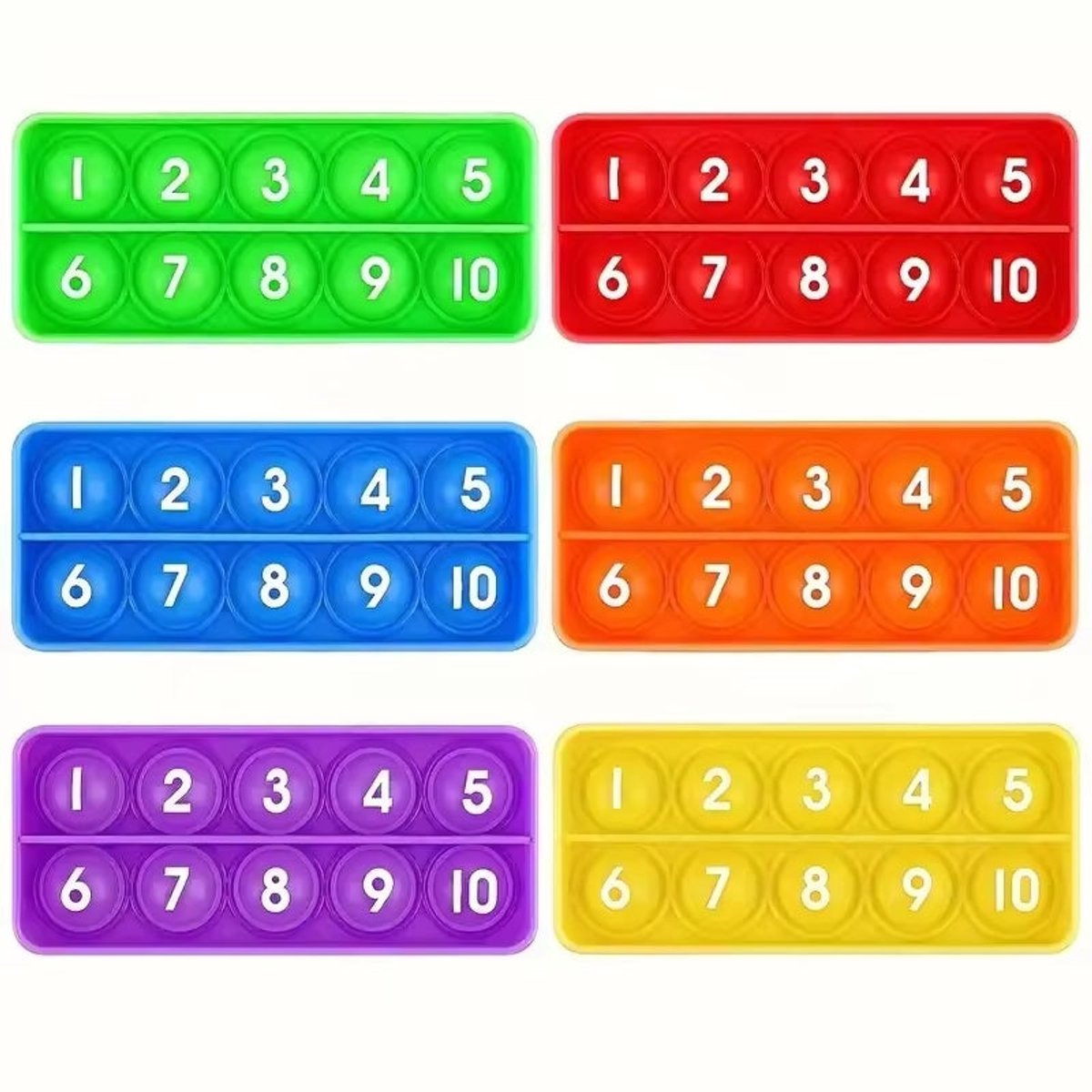 FlexJuf Regenboog Pop-it - Reken speelgoed voor 10-structuur - Set van 6