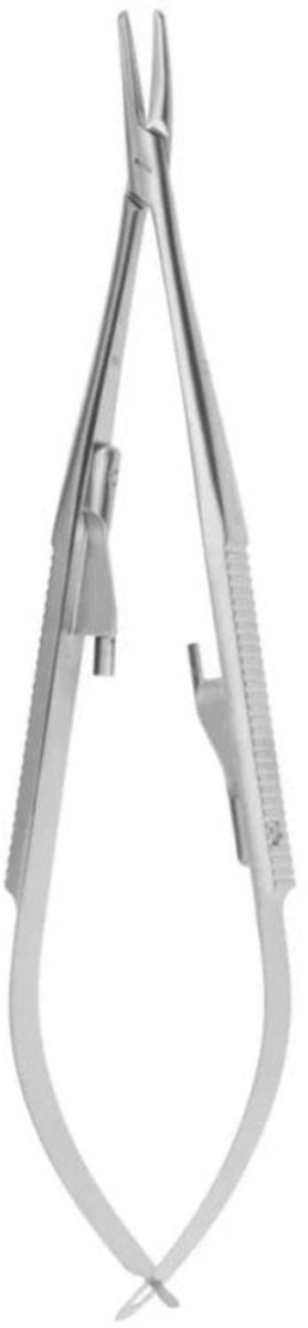 Benelux Surgical Instruments / Castroviejo Naaldhouder Set (2 Stuks) – Recht & Gebogen – RVS Tandheelkundig Microchirurgisch Instrument – Precisie Hechtinstrument