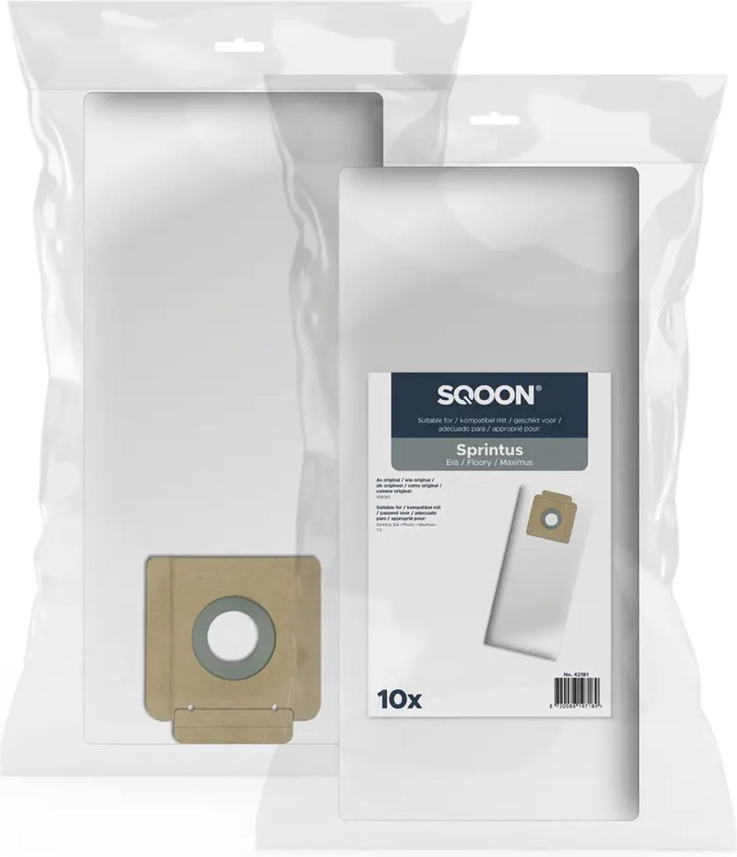 SQOON Stofzuigerzakken Geschikt voor Sprintus Era, Maximus, T11 & Floory - Model 106061 - 10 stuks