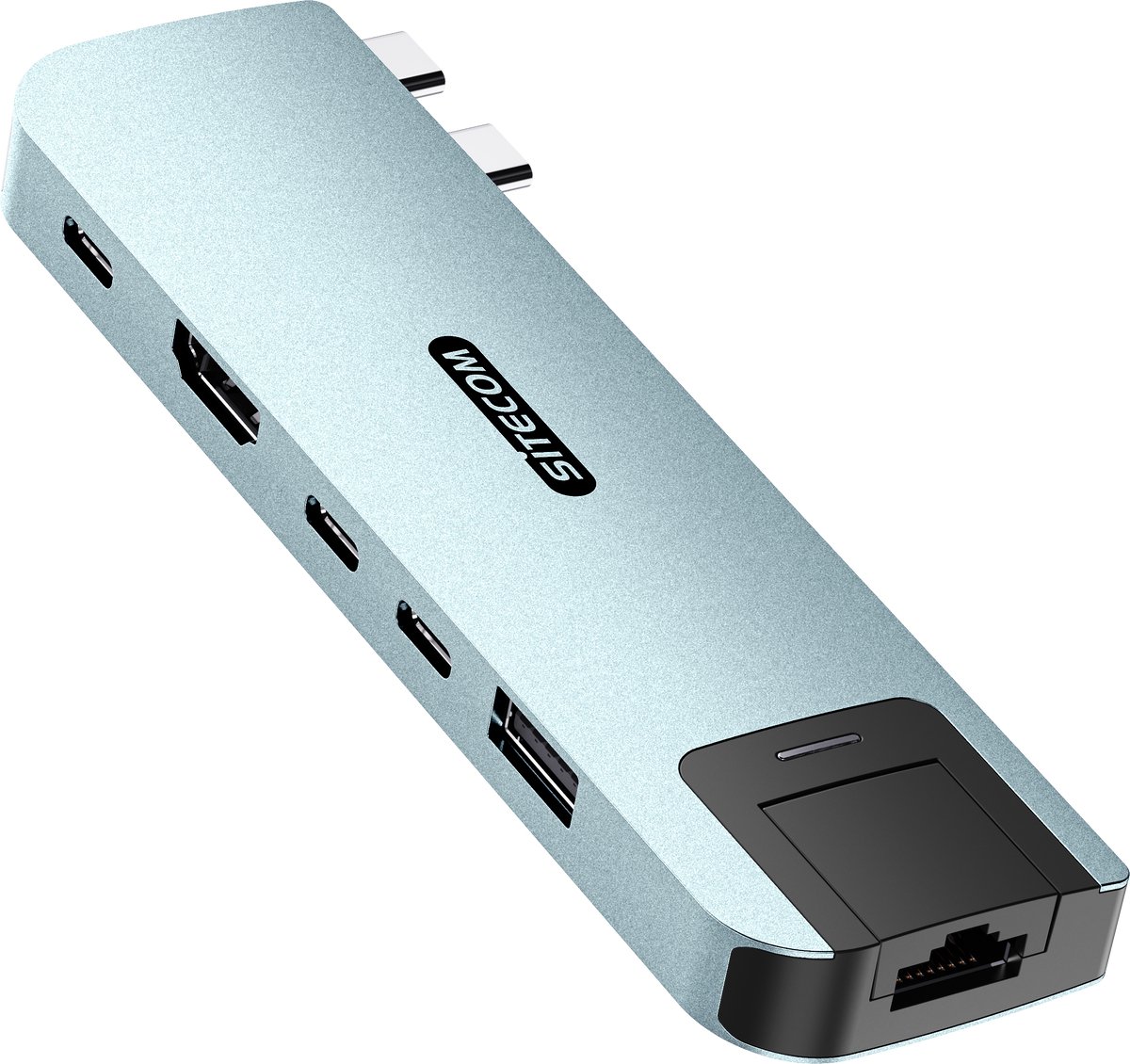 Sitecom - Multiport hub - 6 in 2 - Macbook - Light Blue (Sky Blue) - Macbook Air - 100W - 10 Gbps - 4K 60Hz
