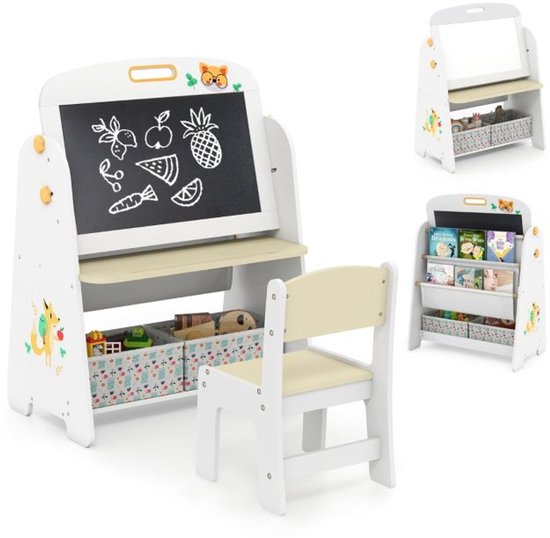 HOMCOM kinderbank, kinderstoel en kindertafel set, perfect voor