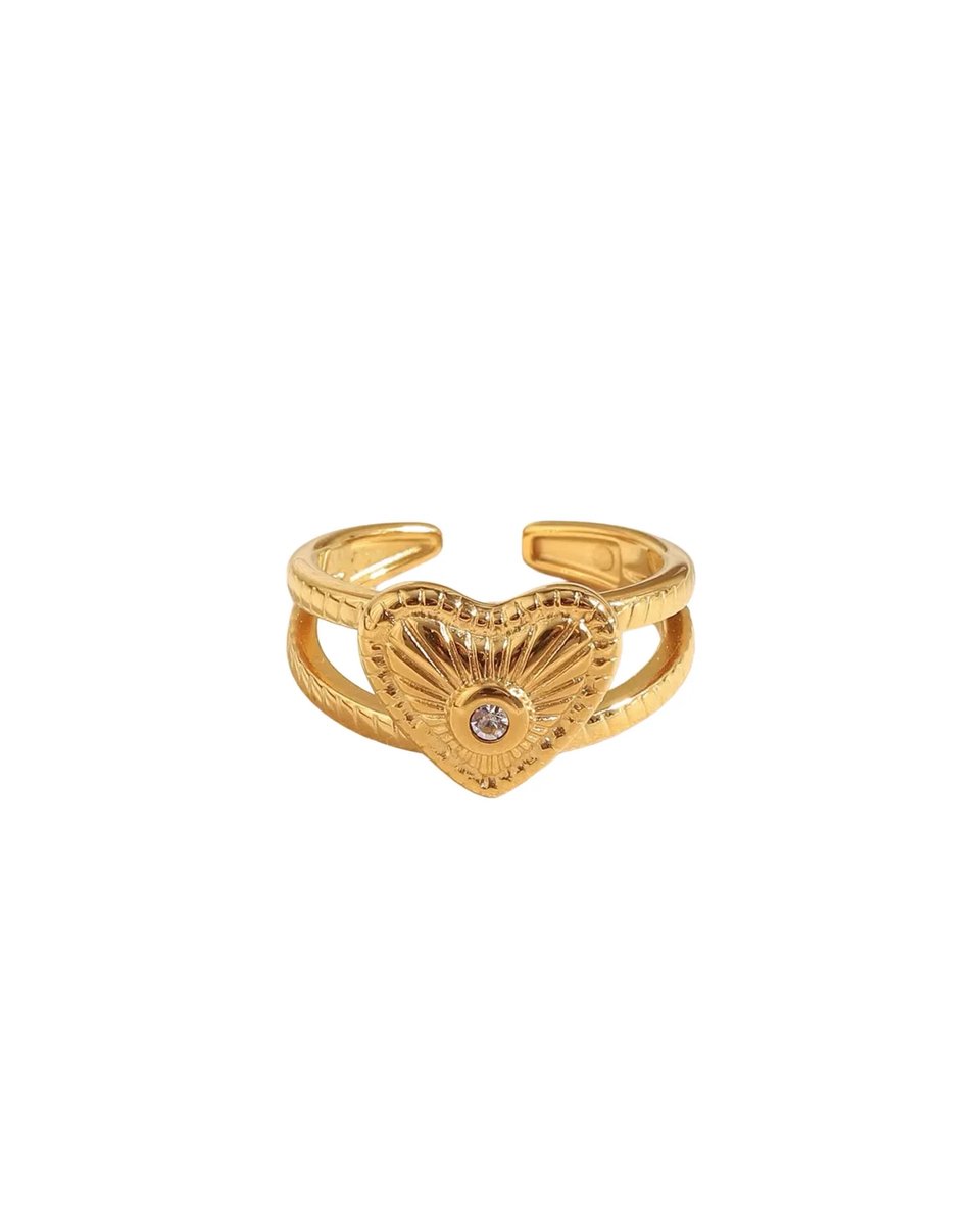 Cliste Couture Golden Girl Ring - Goud Kleurig - Dames Ring - Vrouwen Cadeau - Dames Sieraden - Verstelbaar