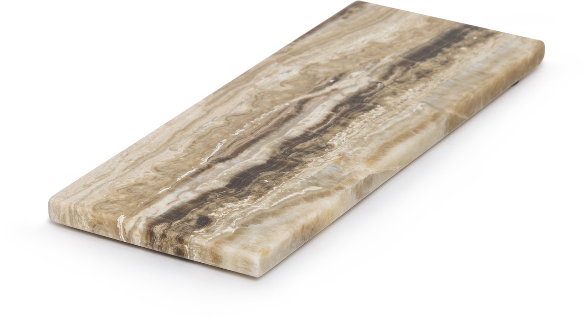 MOOISA - Marmer - dienblad rechthoek S - Sandal Onyx - 10x25cm - rond marmer dienblad - vierkant marmer dienblad - decoratie schaal - tapasplank - serveerplank