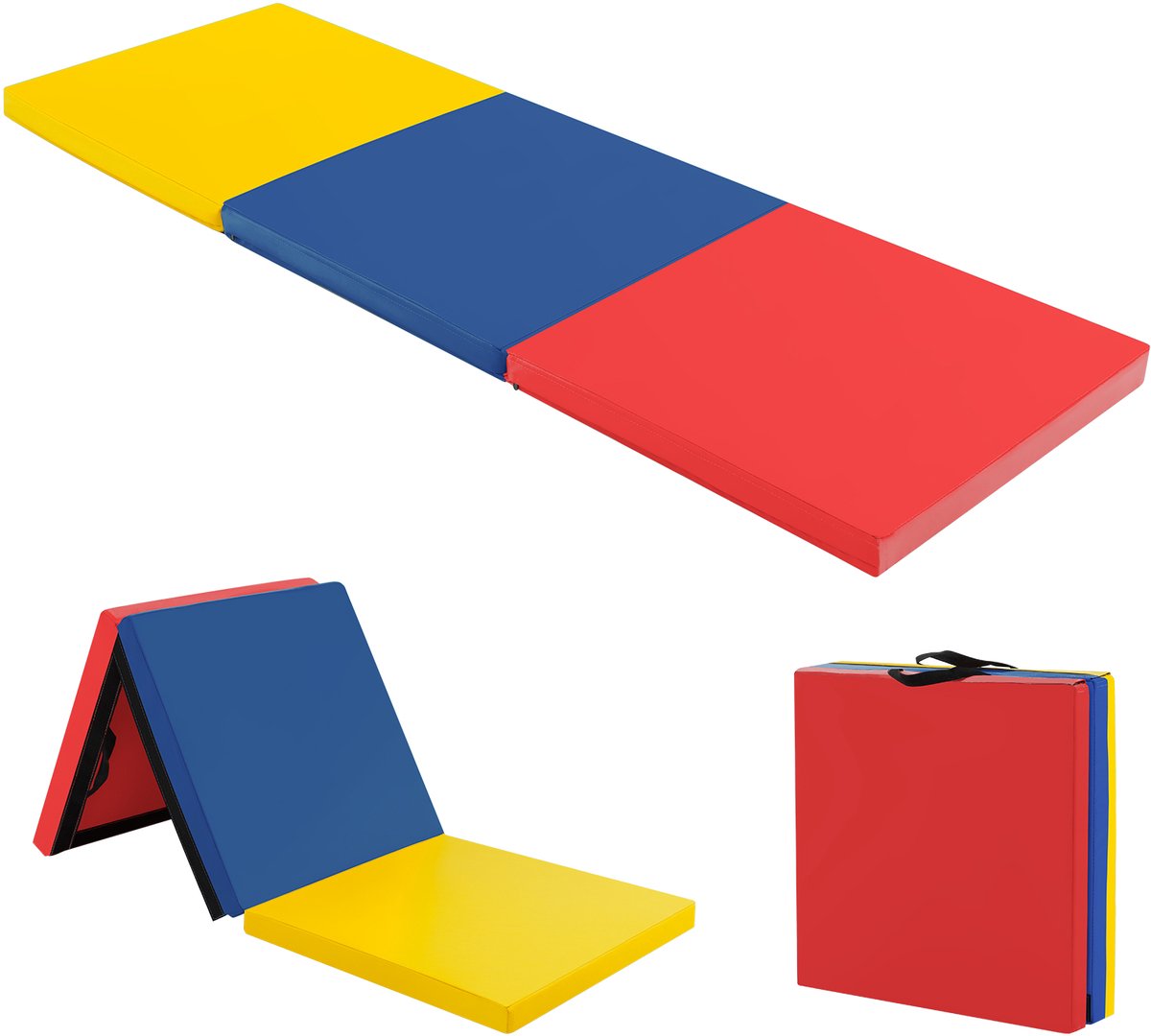 COSTWAY 180 x 60 x 5 cm, zachte vloermat, inklapbaar, gymnastiekmat, draagbaar, yogamat, waterafstotend, turnmat, antislip, klapmat, fitnessmat