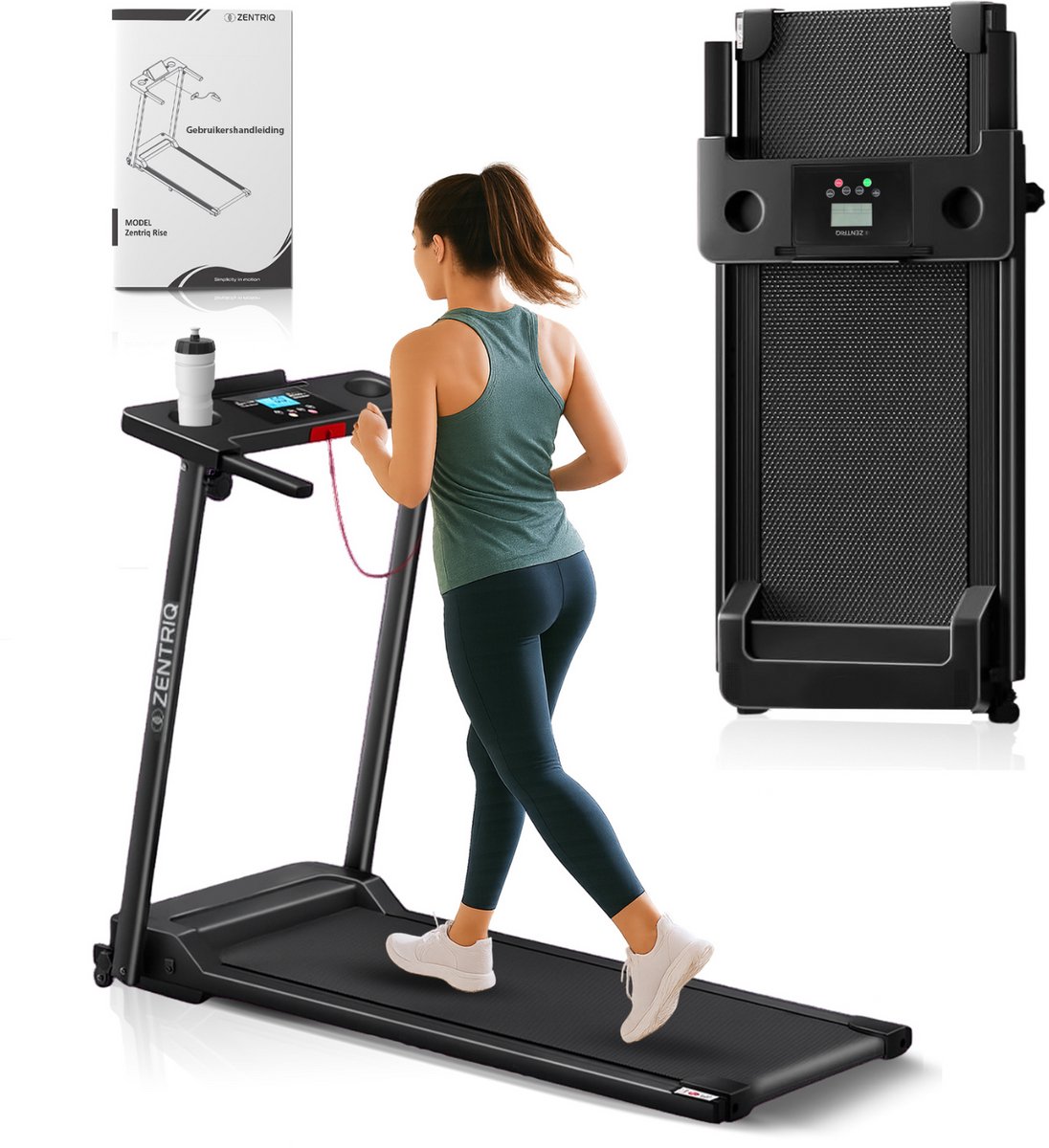 Zentriq Rise Loopband - Loopband Inklapbaar – 1-8 km/u Schokabsorberende Loopband met LED Display – Met Flessenhouder – Rolbaar & Draagbaar voor Thuisgebruik – Walking Pad - Wandelband - Zentriq review en vergelijking - €174,99