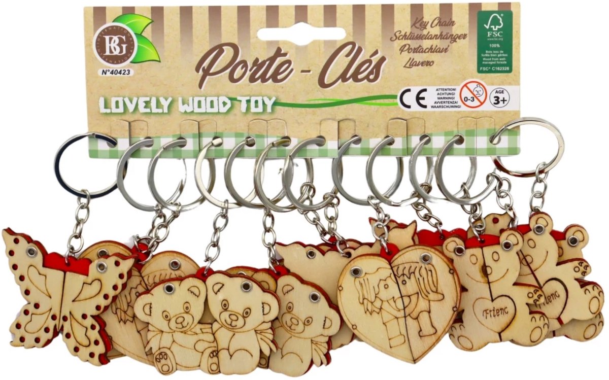 Sleutelhangers Fotolijstje van Hout - Voordeelset met 12 stuks – Kleuren of Verven – DIY Foto sleutelanger – Creatief Knutselen Cadeau – Schattig Uitdeelcadeau