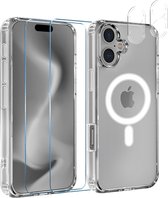 Coque Magnétique pour iPhone 16 et 2 Verres Trempé Film Protection Ecran et 2 Protection Caméra en verre trempé