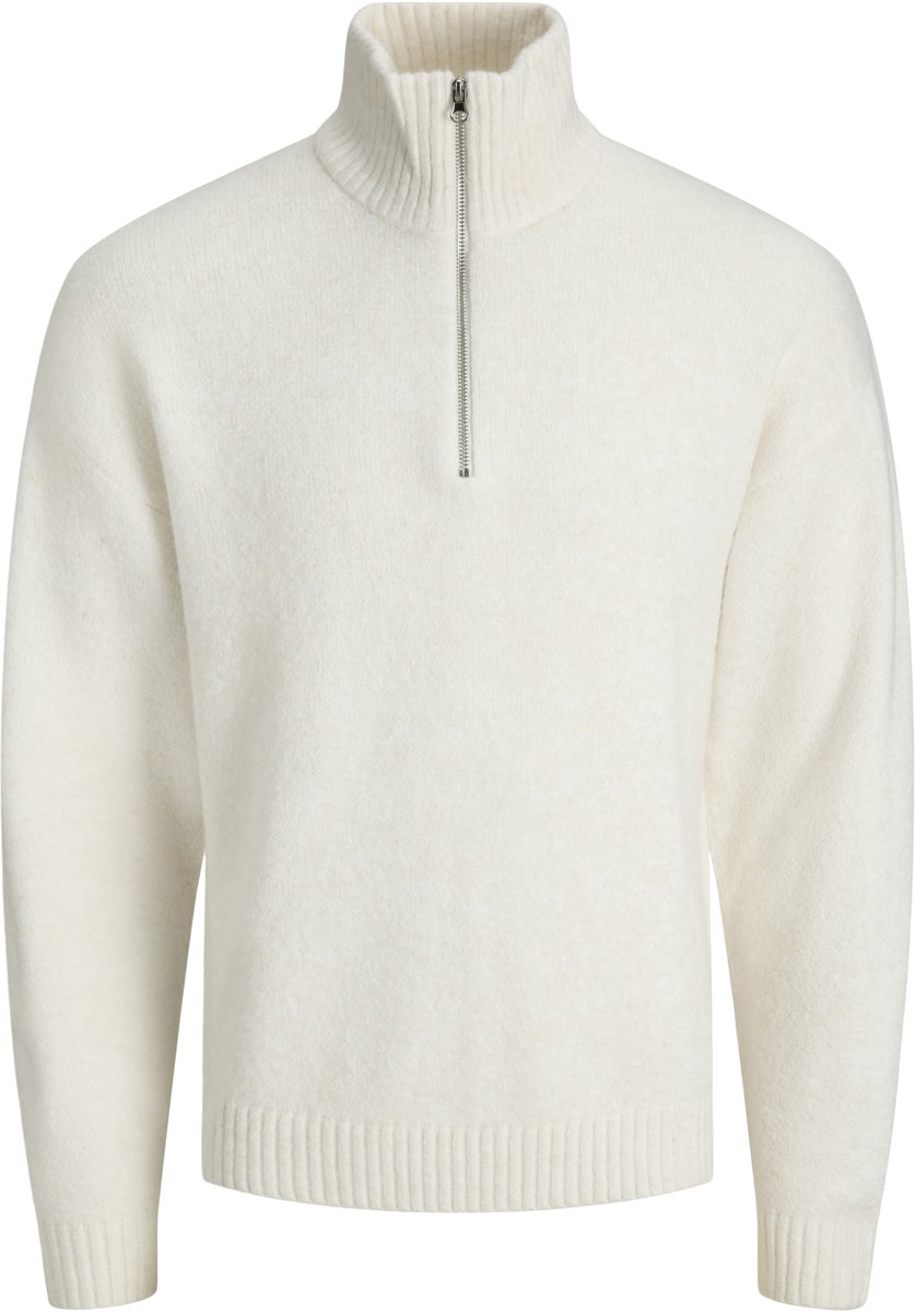 JACK & JONES Soho ollie knit half zip regular fit - heren pullover wolmengsel met opstaande boord met rits - beige (moonbeam)