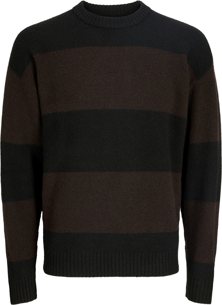 JACK & JONES Soho ollie knit crew neck regular fit - heren pullover wolmengsel met O-hals - zwart (black delicioso)