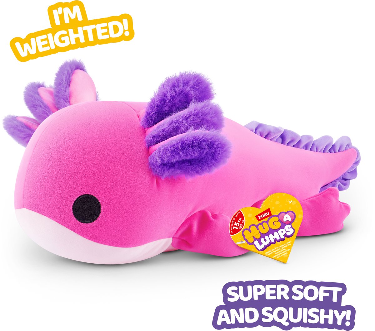 Zuru pluche knuffel Axolotl medium verzwaard speelgoed knuffel.