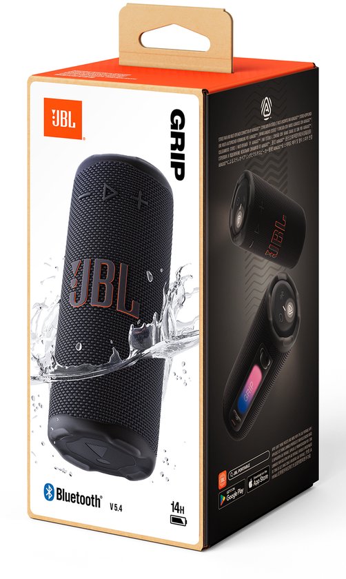 JBL Grip - Draagbare Bluetooth Speaker - Draadloze Muziek Box - 14 uur - Waterdicht - IP68 - Zwart