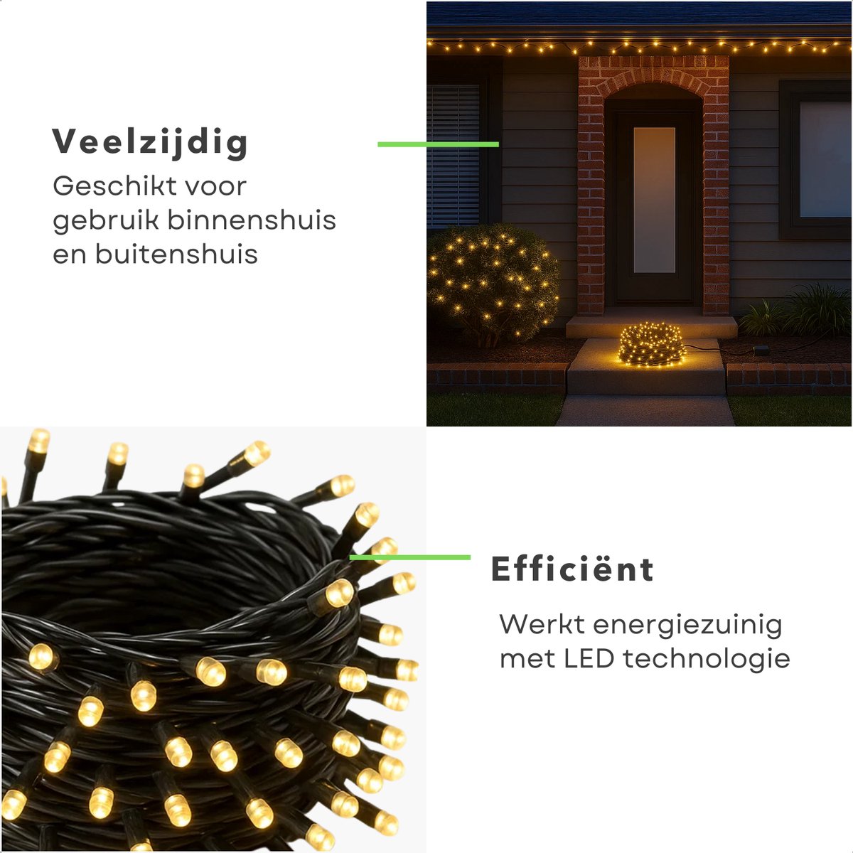 Cheqo® Kerstverlichting Op Batterij - Warm Wit LED Lampjes - Geschikt Voor Binnen En Buiten - 96 LED Lampjes - 7 Meter Lichtsnoer - Met Timer - 8-Functies - IP44 Waterdicht - Zwarte Kabel - 3x AA Batterijen - Kerstlampjes - Kerstboomverlichting – foto 2