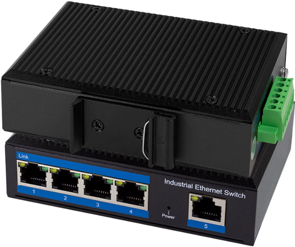 LogiLink NS202P Industrial Ethernet Switch 5 poorten 10 / 100 / 1000 MBit/s PoE-functie