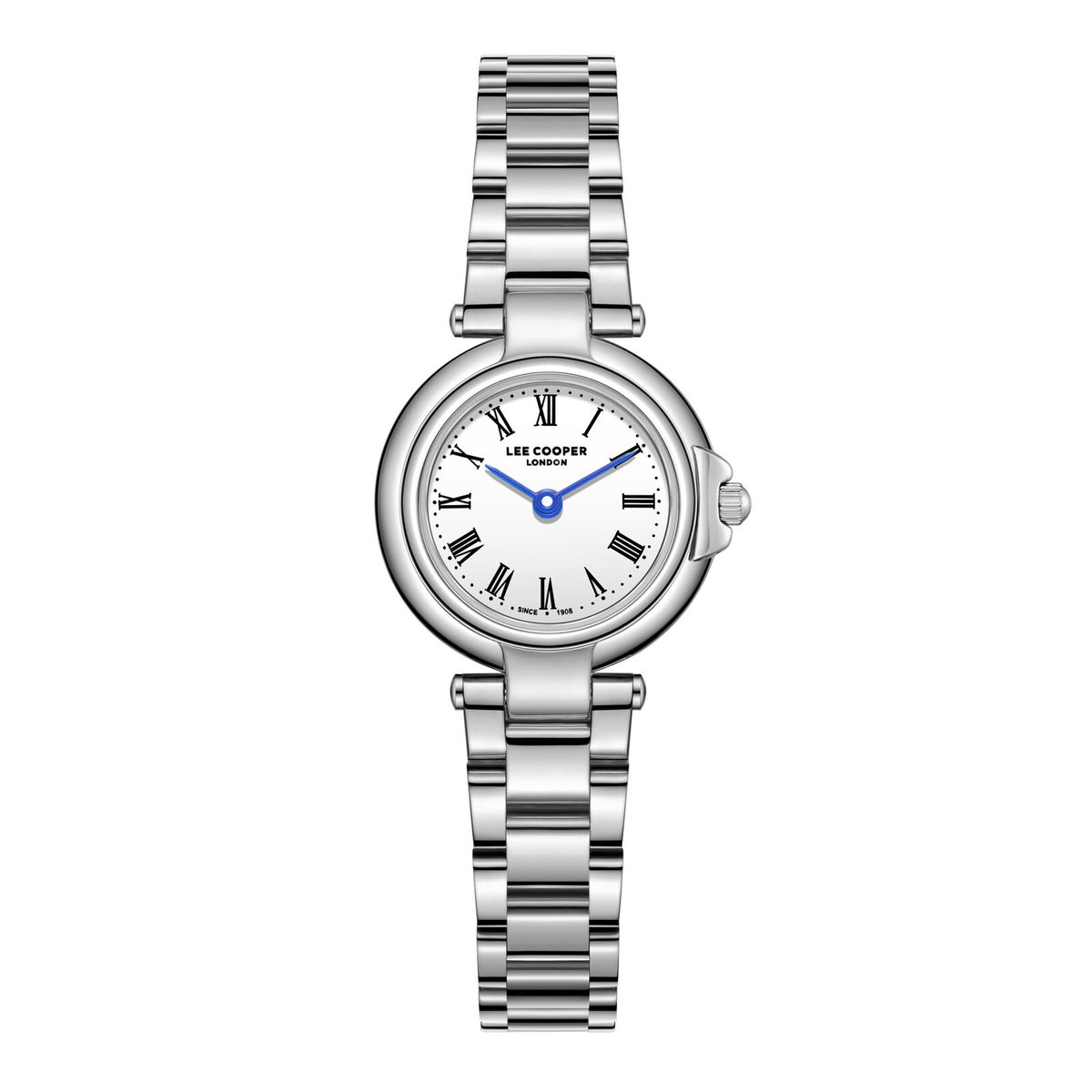 Lee Cooper LC08206.330 - Horloge - Polshorloge - Analoog - Dames - Vrouwen - Stalen band - Metaal - Rond - Stippen - Romeinse cijfers - Zilverkleurig - Wit - Zwart - Donkerblauw